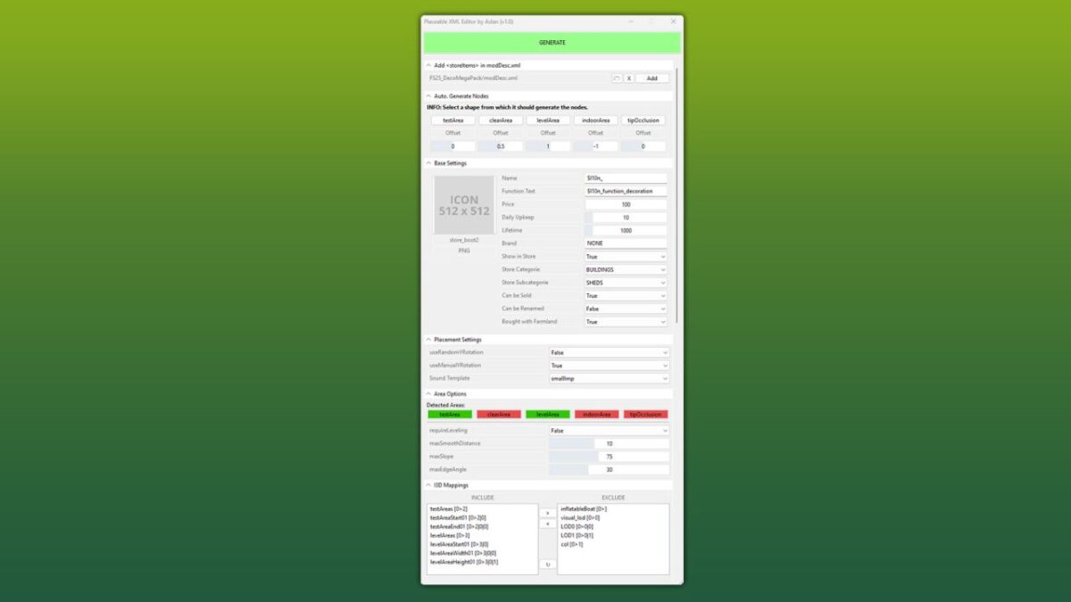 GE10 Script &ndash; Placeable XML Editor Prefab v 1.0