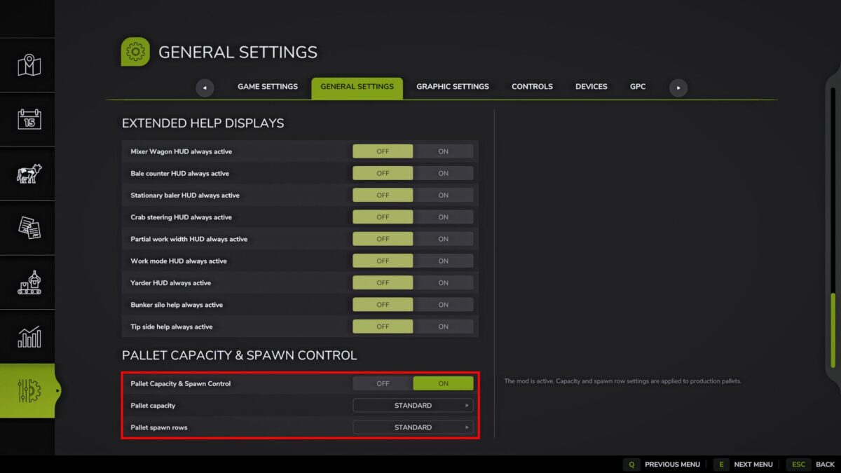 Pallet Capacity and Spawn Control v 1.0