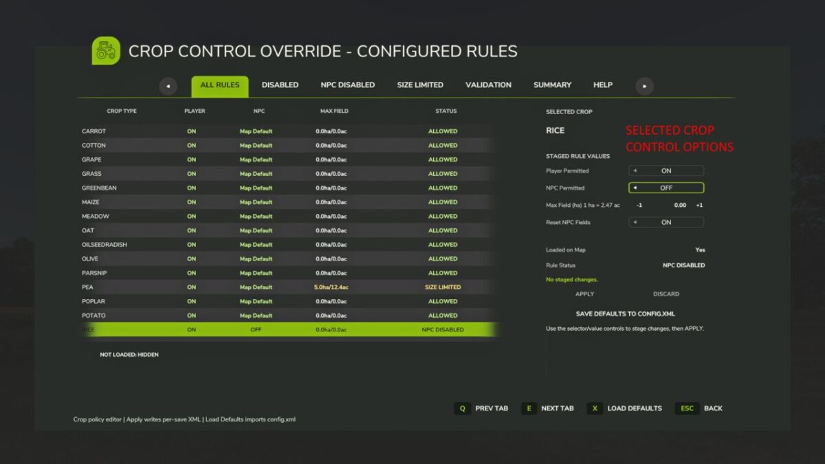 Crop Control Override v 2.0.3.6 thumbnail 2